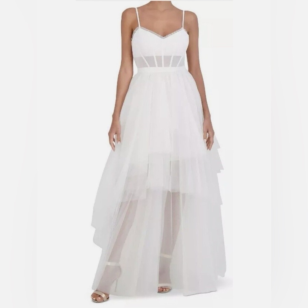 BCBGMAXAZRIA Corset Tulle Gown White (Gardenia ) NWT - Picture 3 of 7